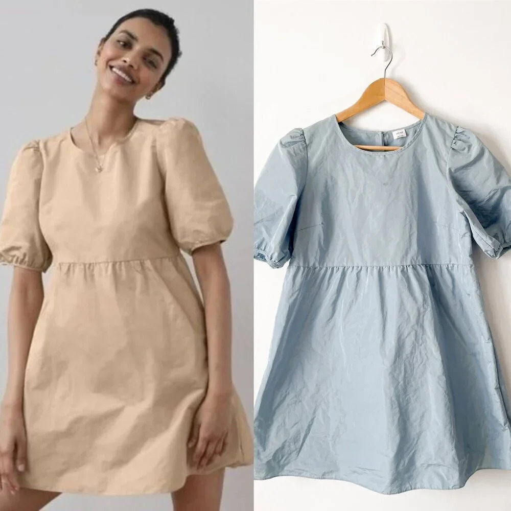 Aritzia Wilfred  Taffeta Babydoll Fantasy Dress Light Blue Size Small